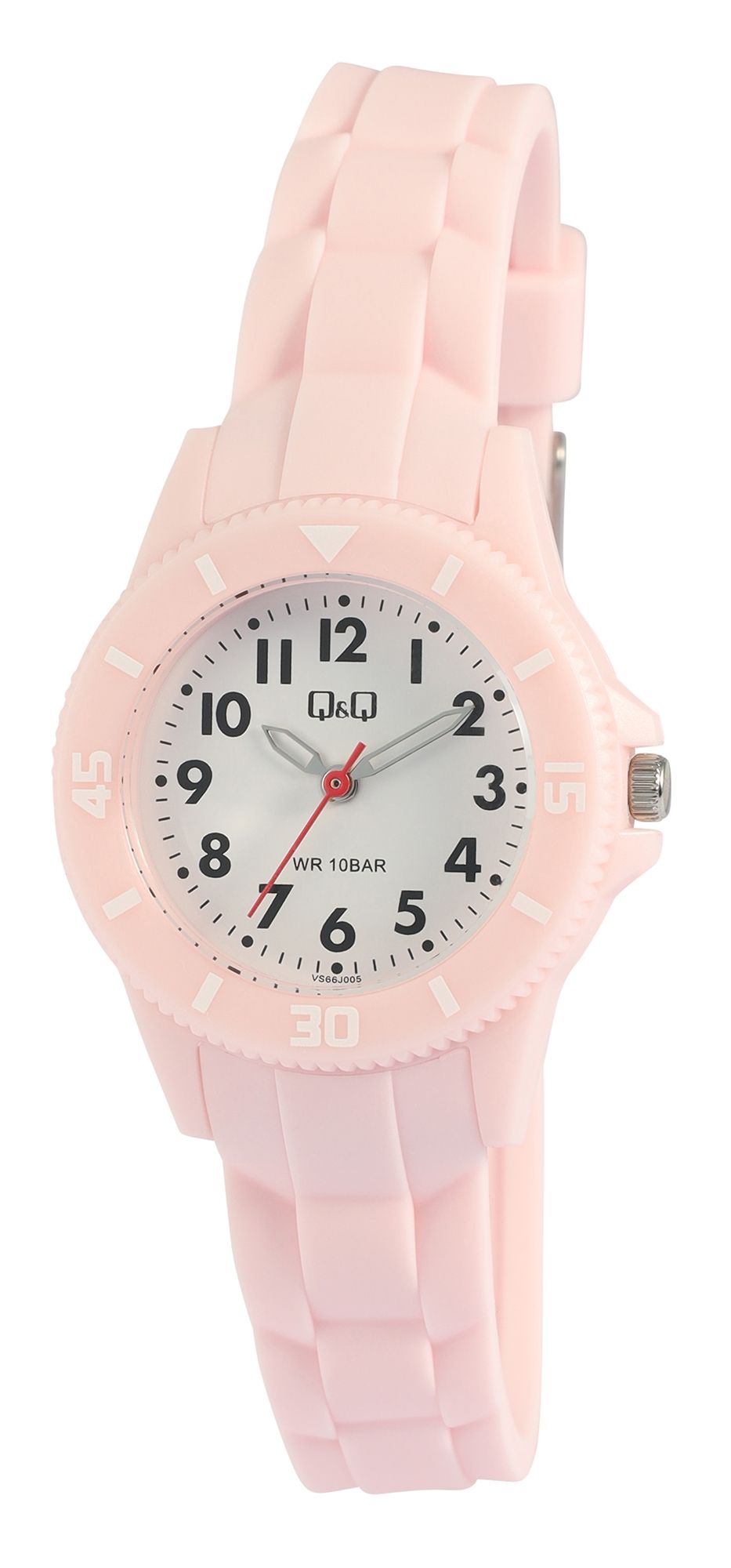 Q&Q Kinder-/Jugenduhr mit Resinband, Ø 30 mm, rosa