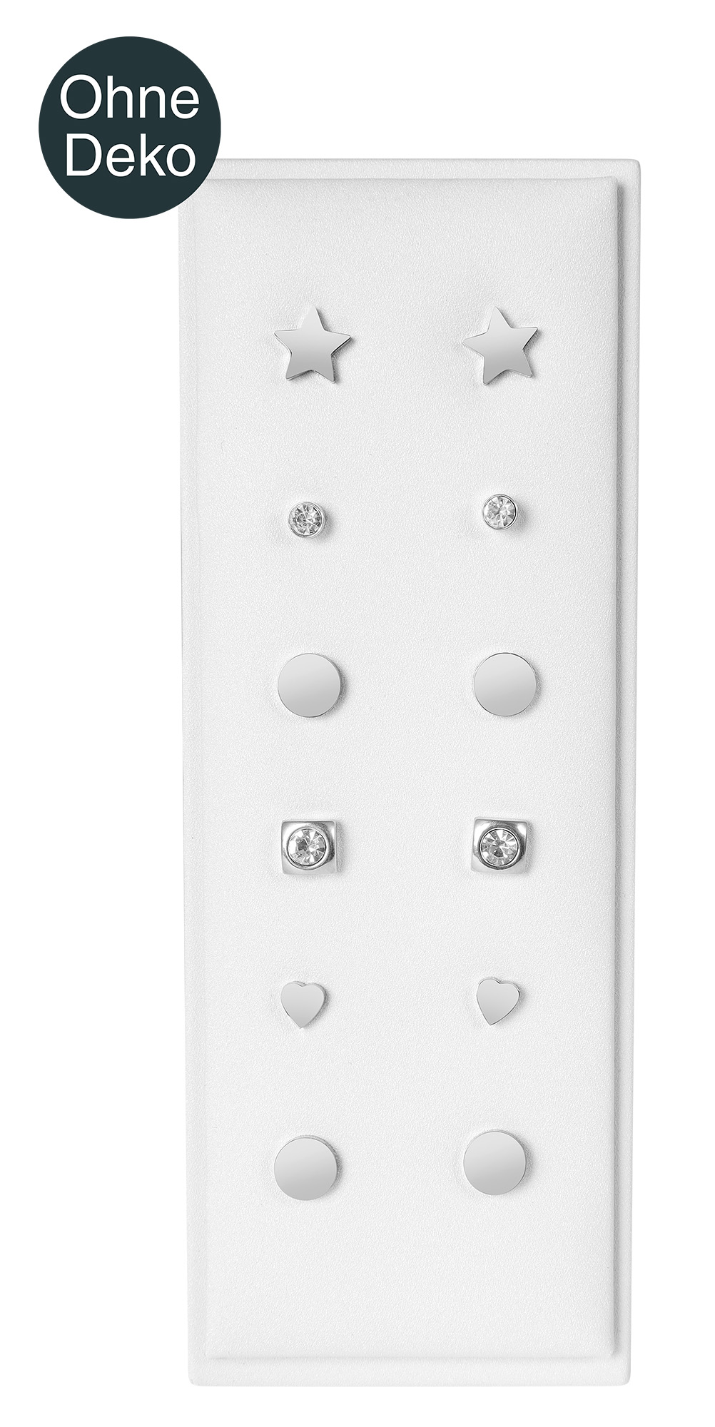 Houder voor 6 paar oorstekers (decoratieve serie Soft), PU-bekleed, 13,7 cm, wit