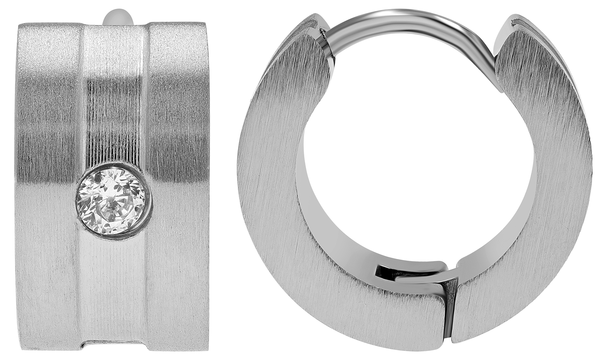 "Vuyo" roestvrijstalen scharnierende creool, zilverkleurig, Ø 13 mm/breedte 7 mm