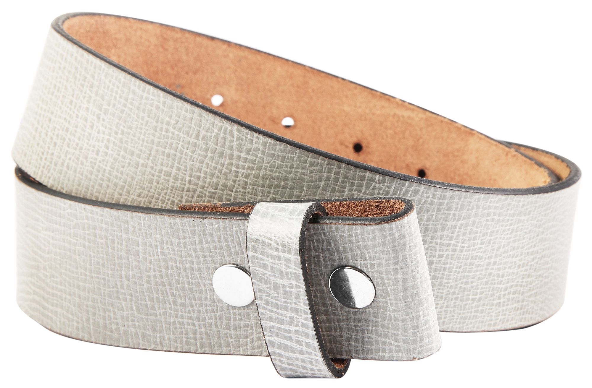 Leonardo Verrelli echt lederen riem, grijs, lengte 95 cm