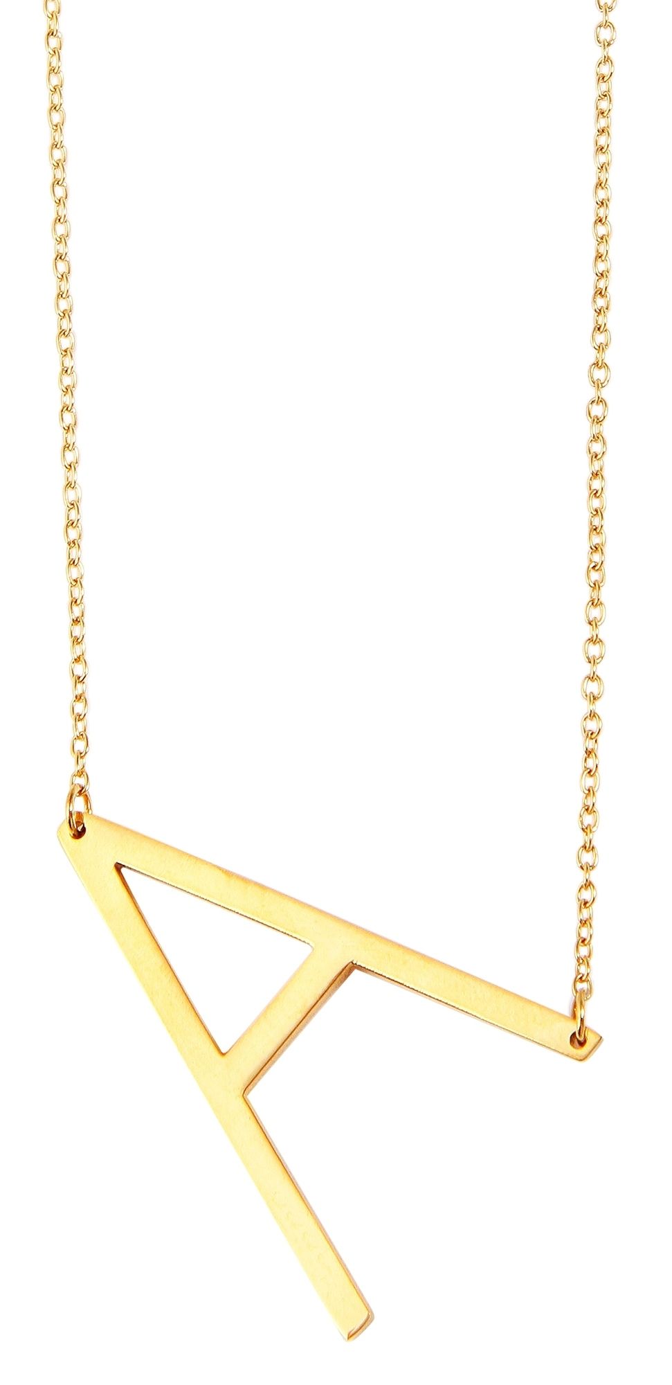 Akzent Ankerkette Edelstahl, goldfarben, Buchstabenanhänger A, Länge 43 +5 cm