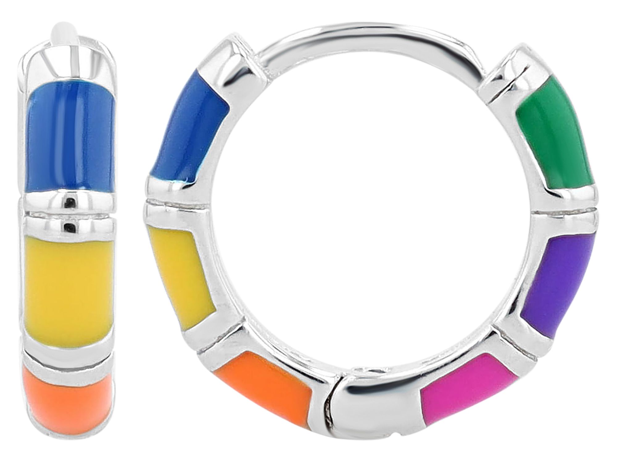 "Celia" 925/- echt zilver, kleurrijke mini creool/ knuffel, Ø 9,5 mm, gerhodineerd