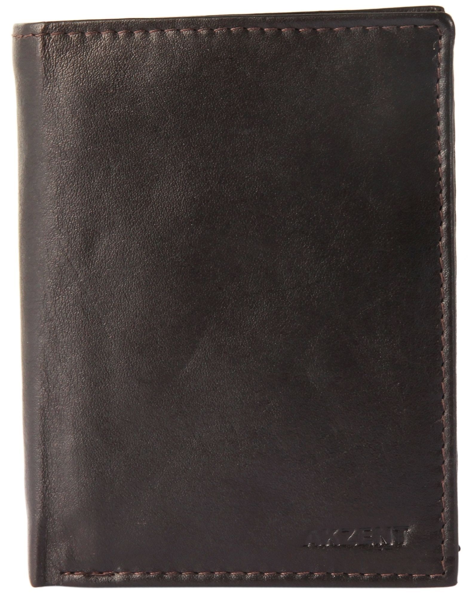 Accent herenportemonnee van echt leer in donkerbruin. Formaat 9 x 12 cm.