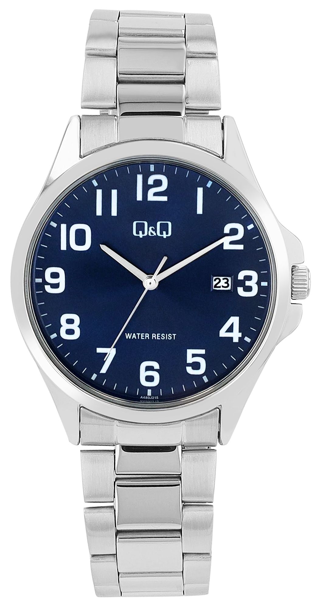 Q&amp;Q herenhorloge met roestvrijstalen armband, zilverkleurig/blauw