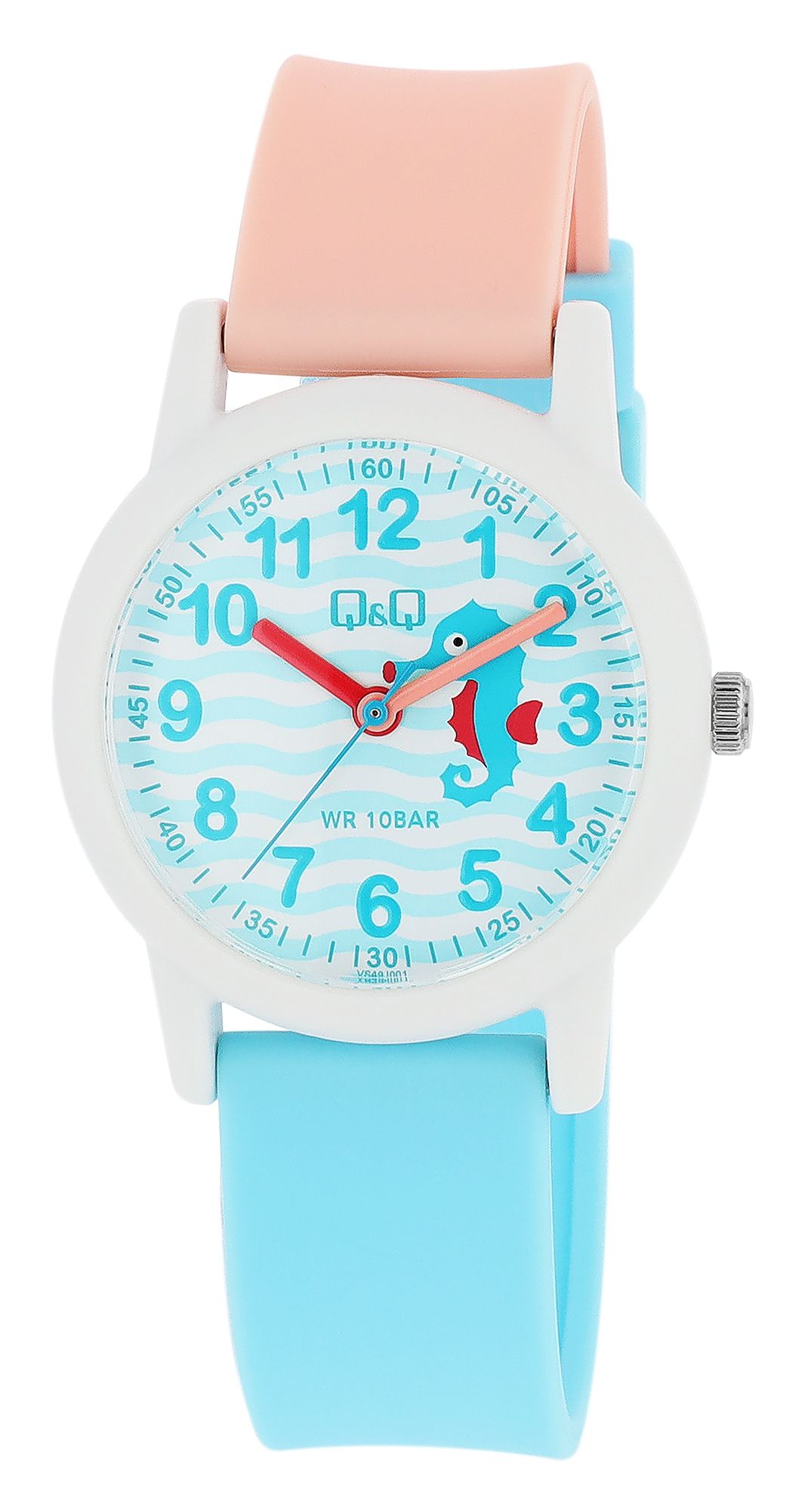 Q&amp;Q kinderhorloge met harsband, "Seahorse", 10 ATM