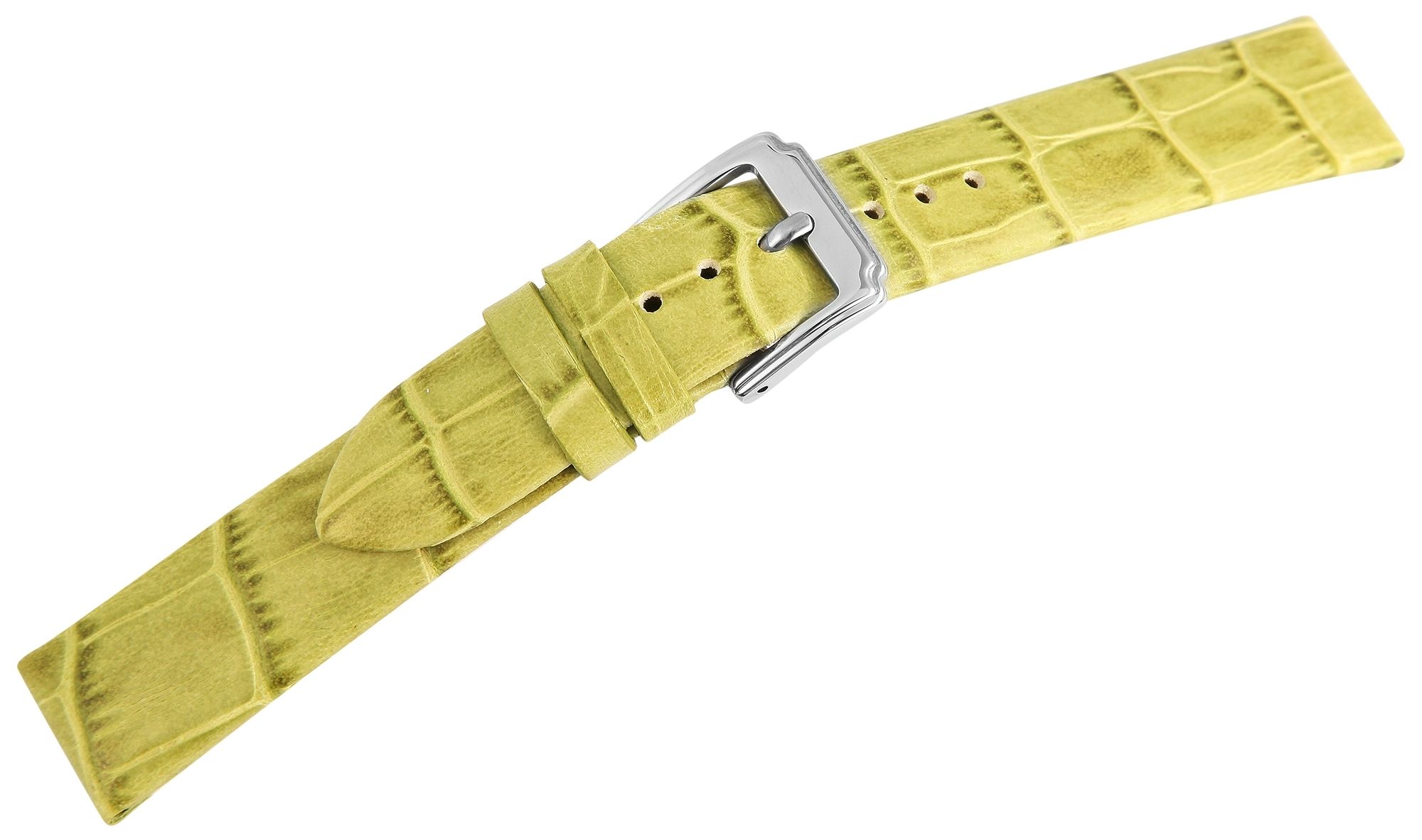 Echtleder-Uhrenarmband, grün, Krokooptik, 18 mm