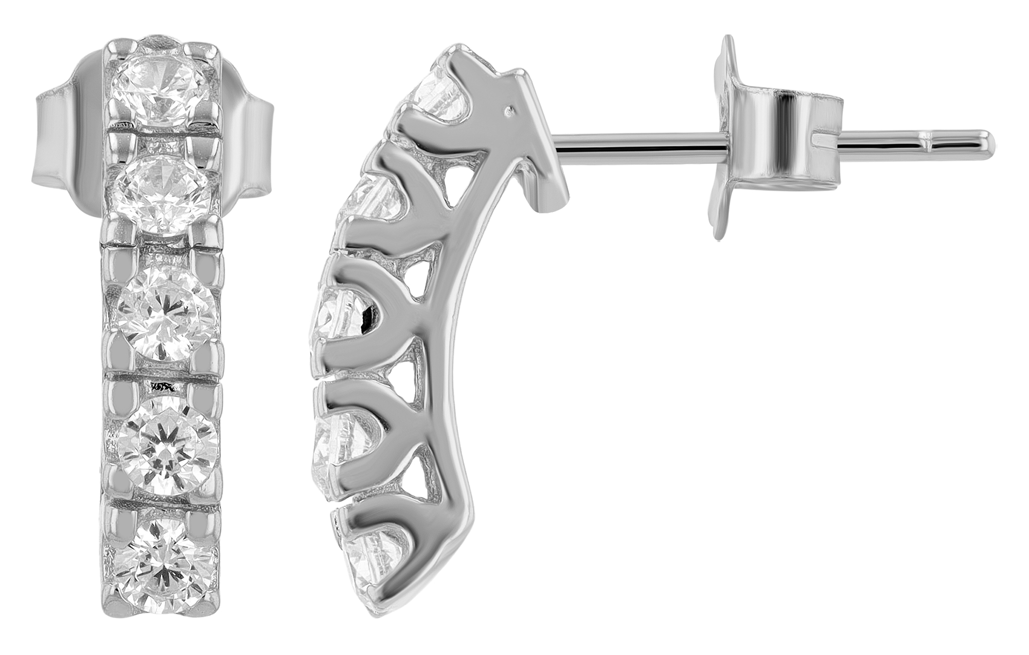 Insa 925/- Echt Silber Ohrstecker; Zirkonia, silberfarben rhodiniert