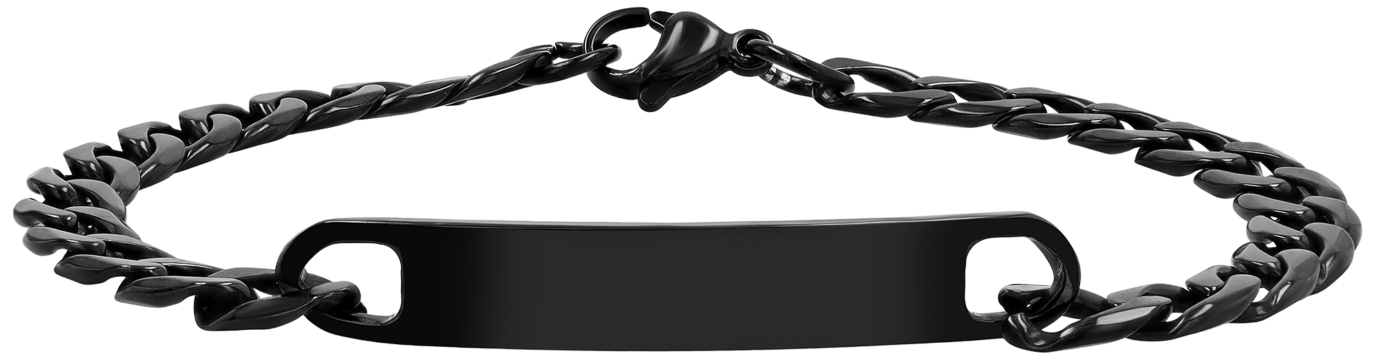 "Toni" Edelstahl Panzerketten Ident-Armband, schwarz, 19 cm/ 7 mm