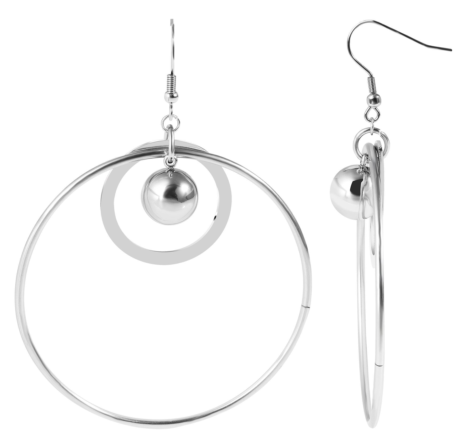 Akzent Ohrhänger aus Edelstahl, rund, silberfarben