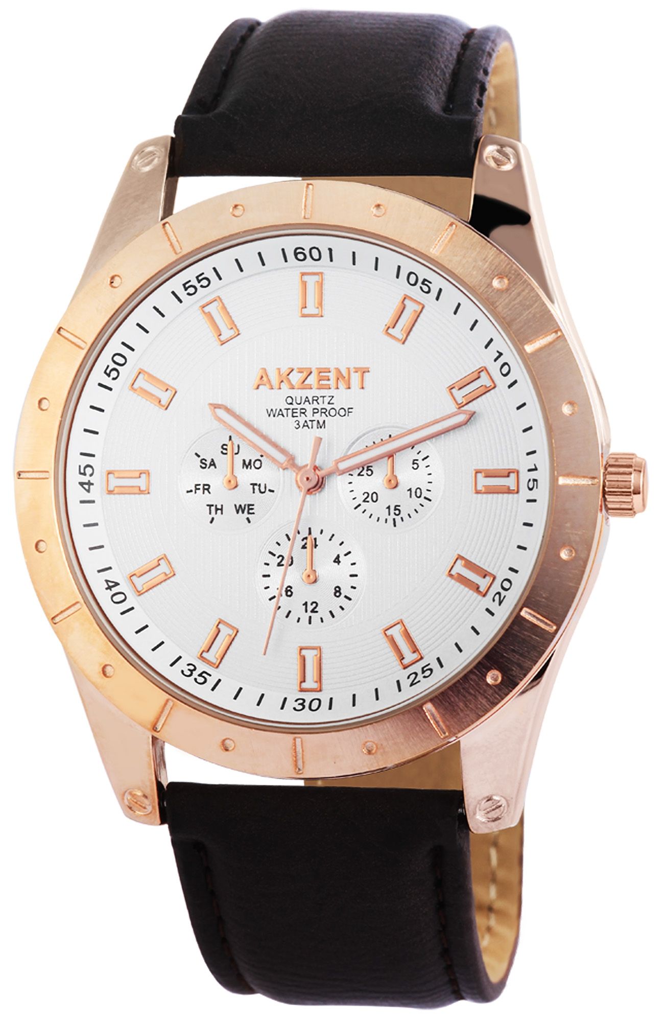 Accent herenhorloge met imitatieleren band