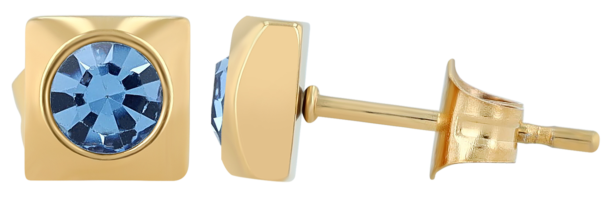 "Juli", roestvrijstalen oorstekers, similé zetting, goudkleurig