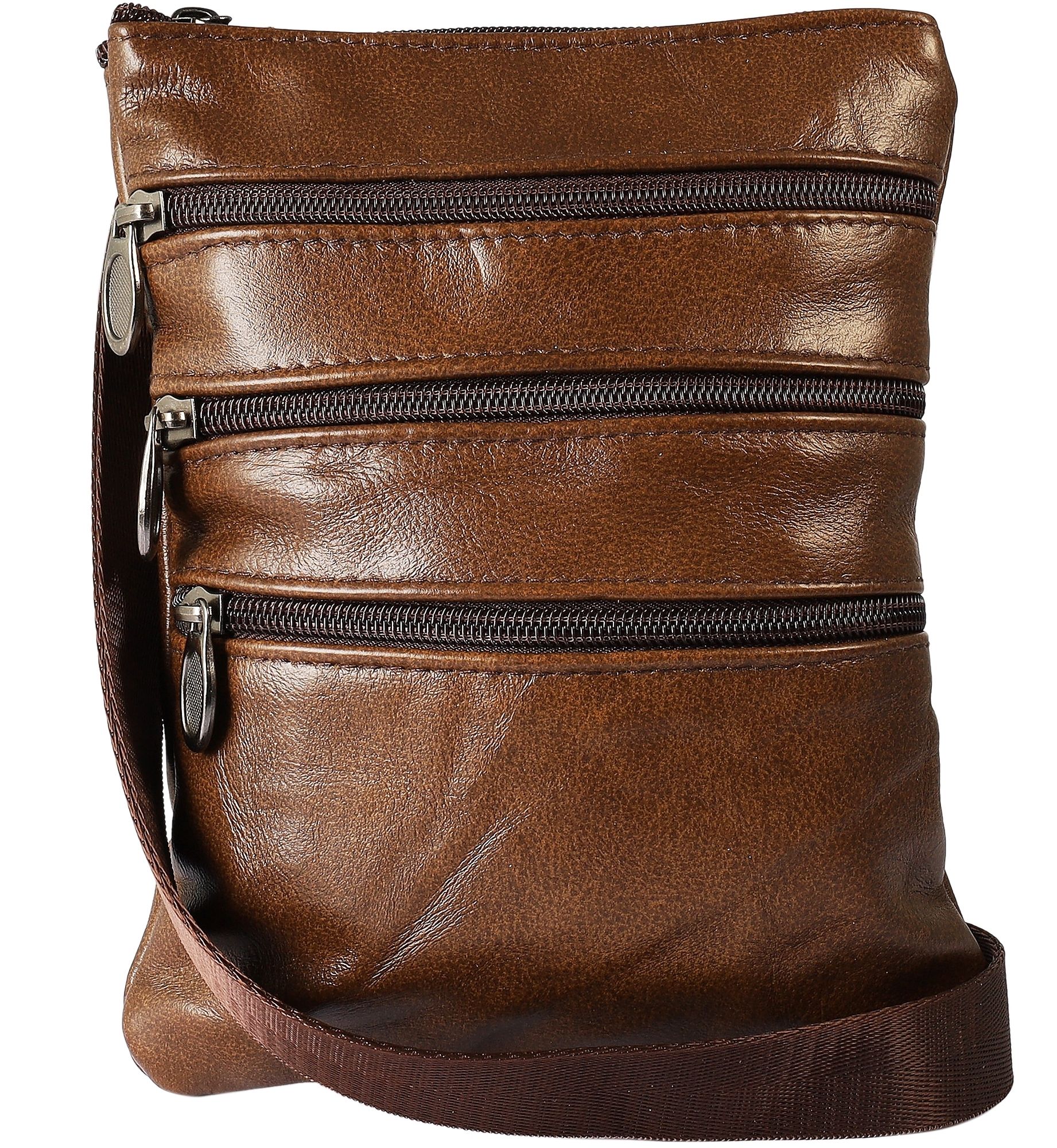 Schoudertas van echt leer, unisex