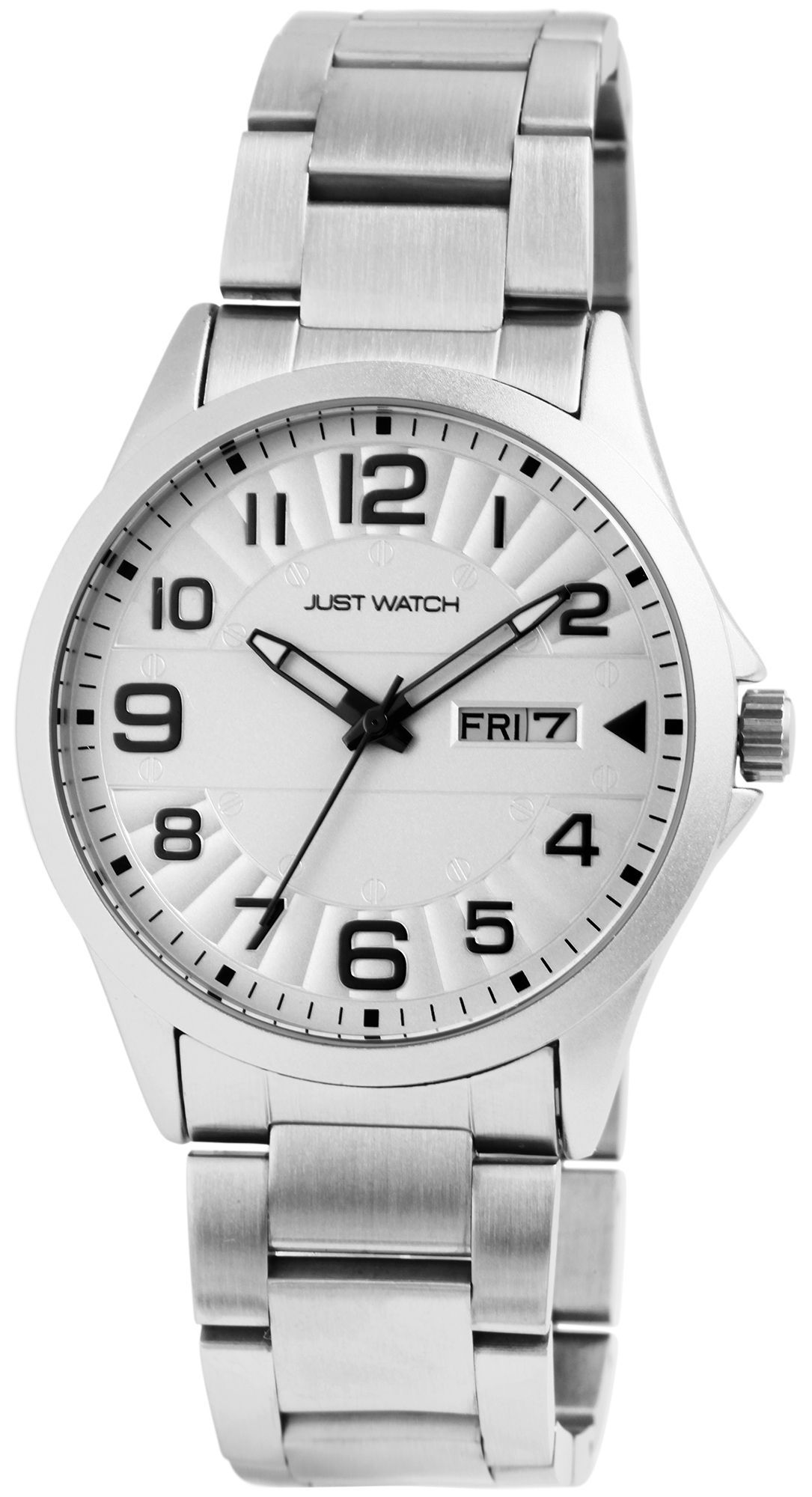 Just Watch Herrenuhr, Edelstahlband, silberfarben/weiß