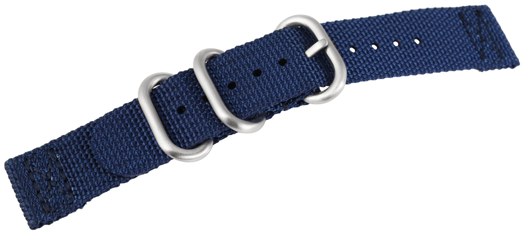 Nylon horlogeband, blauw, gesp, 22 mm