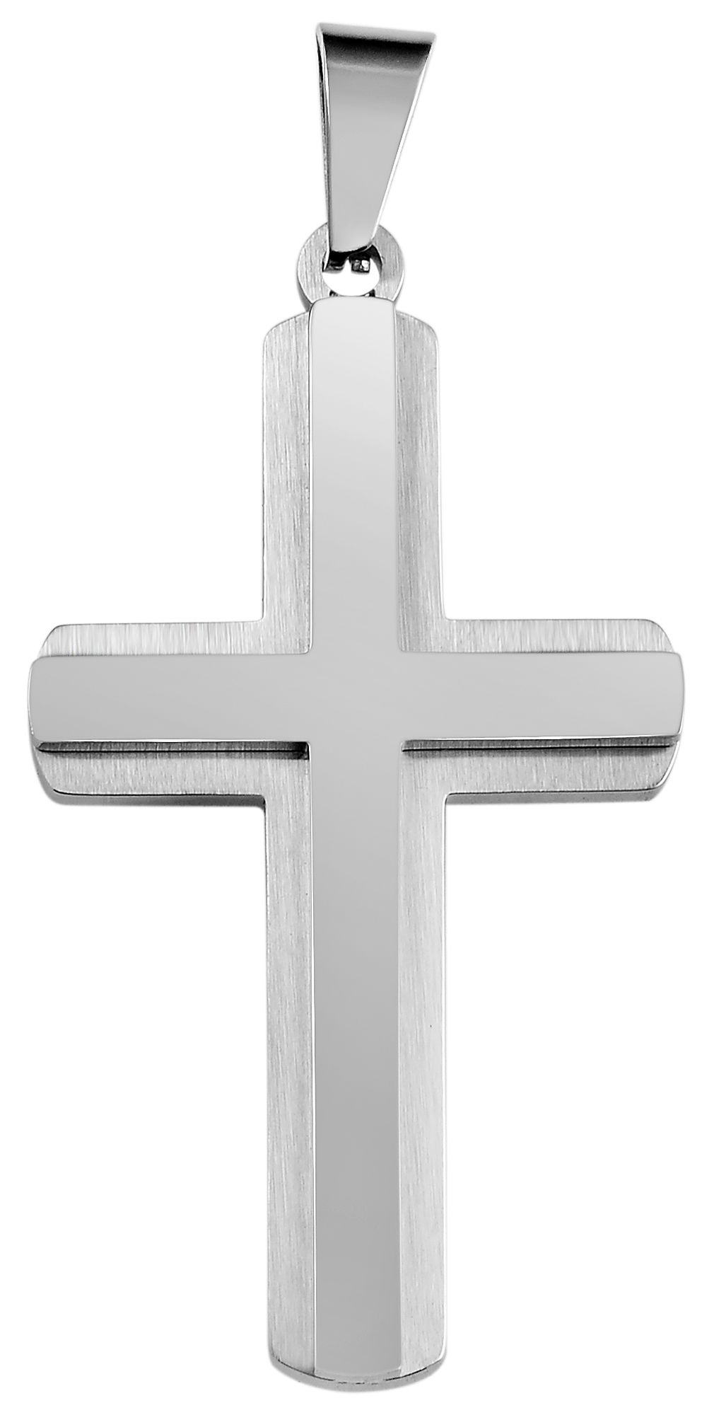 Accent kruis hanger van roestvrij staal, zilverkleurig