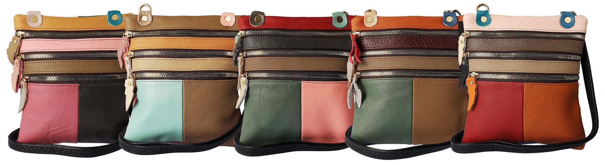 Modieuze schoudertas van echt leer, verschillende kleuren