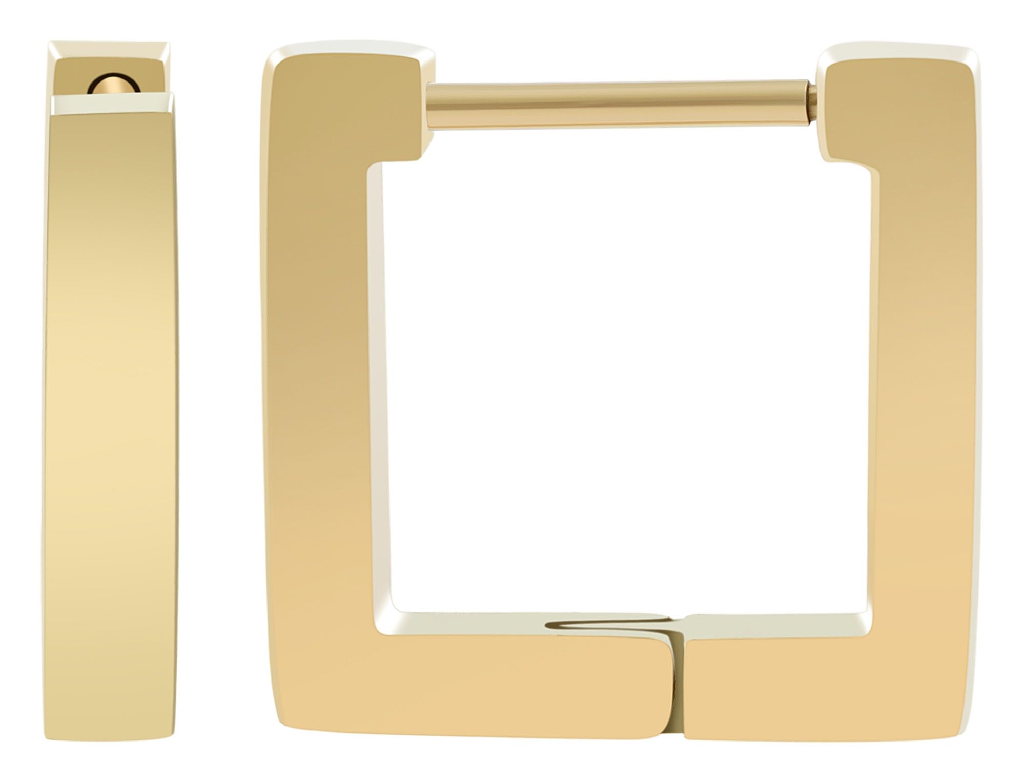 Akzent scharnierende hoepel oorbellen "Tala", roestvrij staal, vierkant, goudkleurig