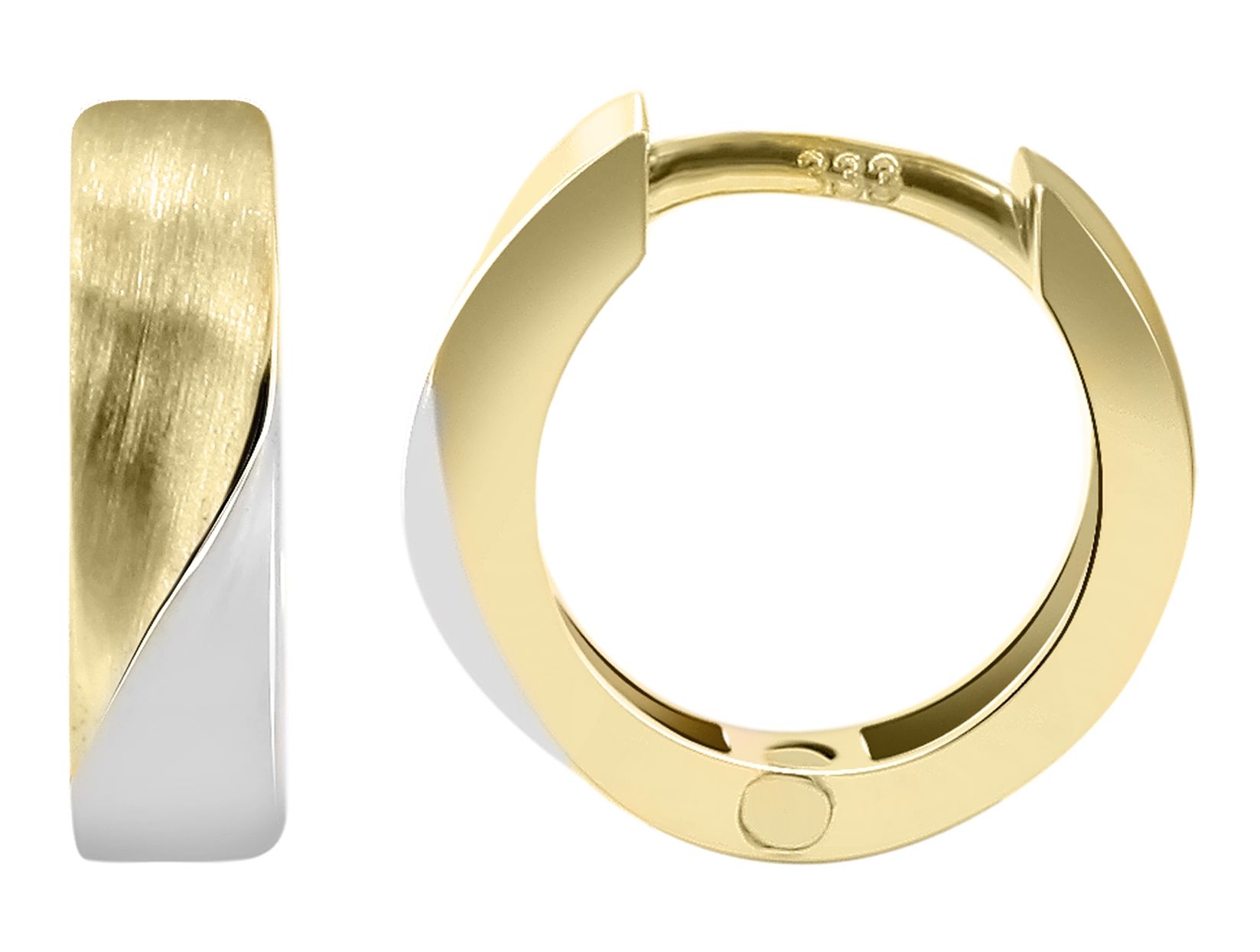 333/- Gold "Elli" Klapp-Creolen mit Zirkoniabesatz, Bicolor 8 Karat