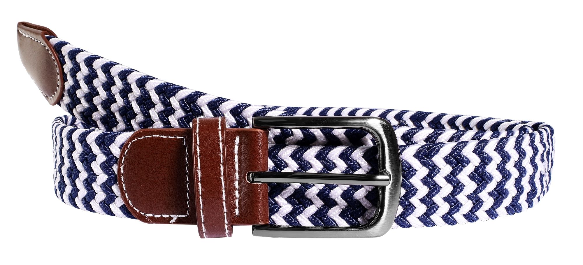 Gevlochten textielband (blauw/wit), 120 cm (L)