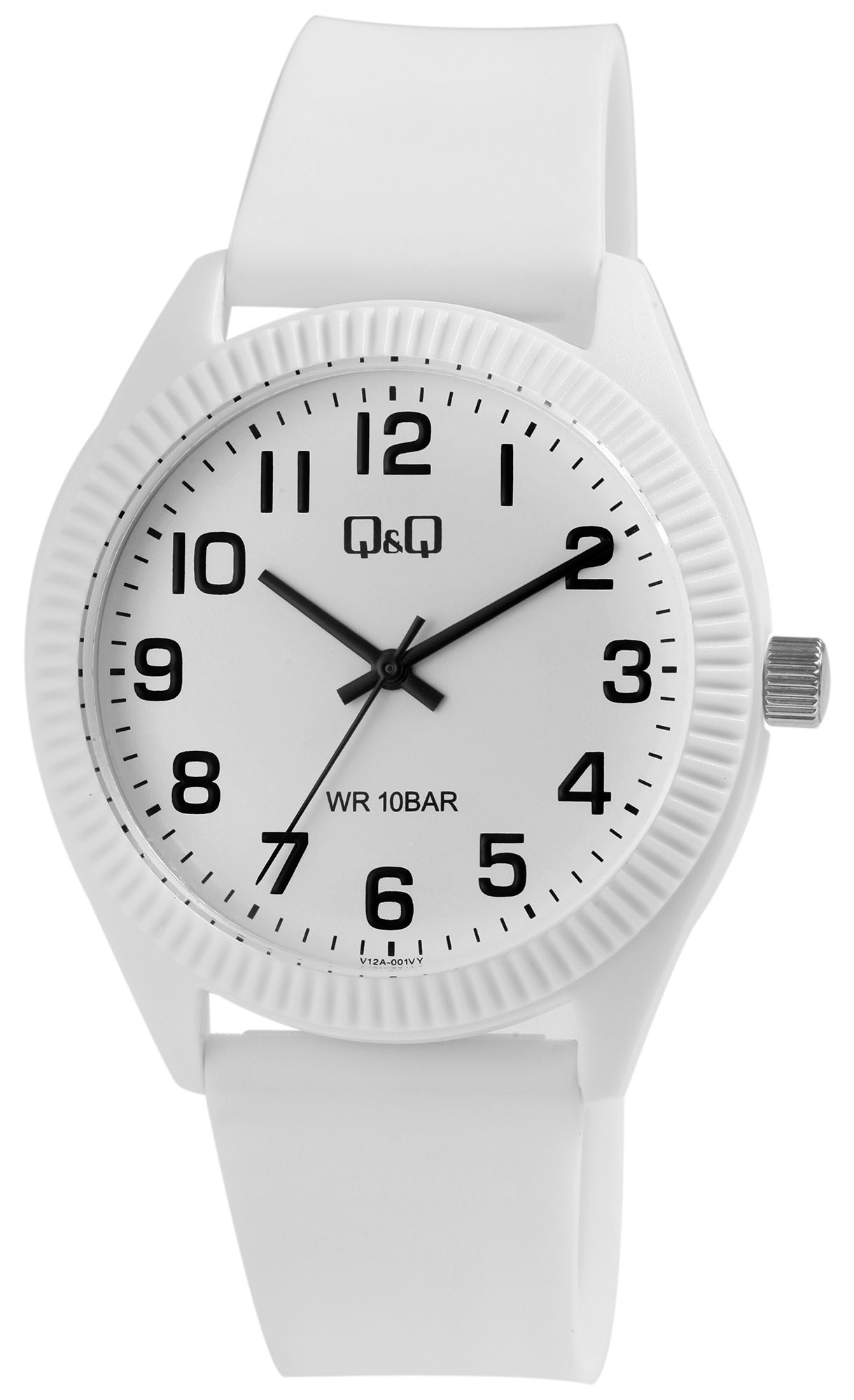Q&amp;Q herenhorloge, siliconen band, Ø 41 mm, wit
