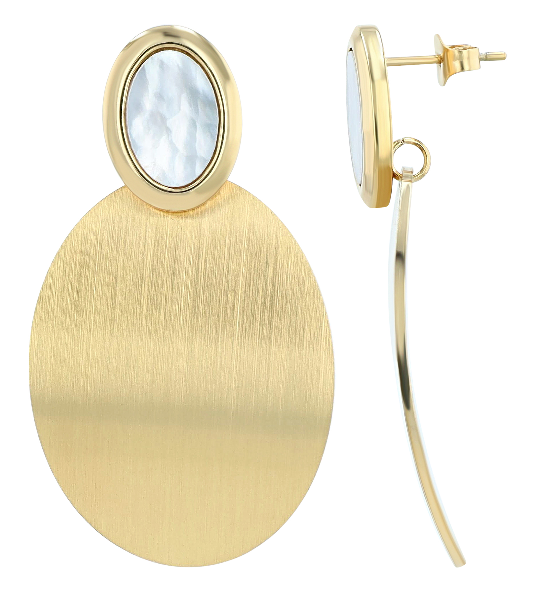 "Valborga" Edelstahl Statement Ohrstecker mit Perlmutt, goldfarben