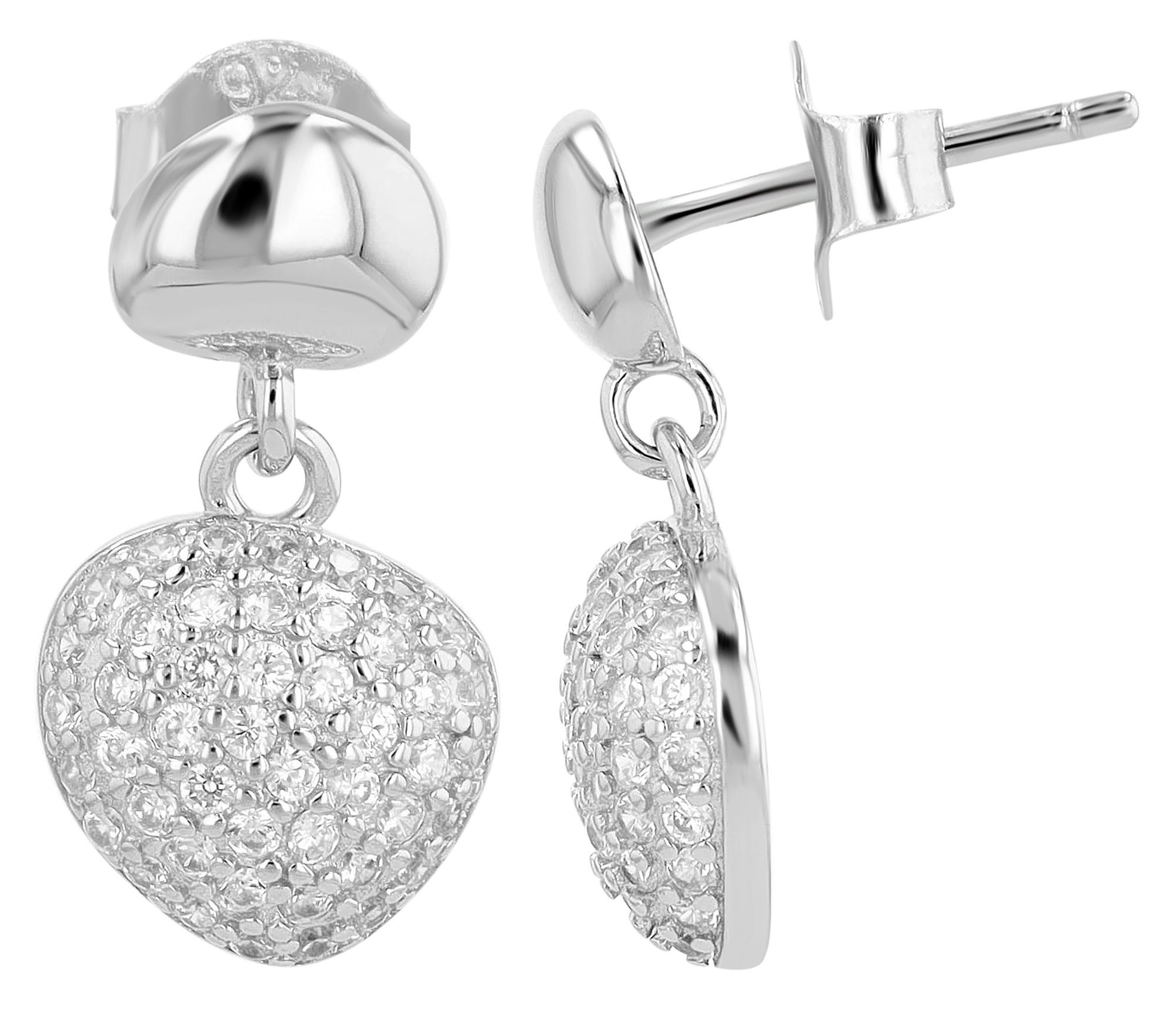 "Karin" 925/- echt zilveren oorbellen met hanger, zirkonia zetting, zilverkleurig gerhodineerd