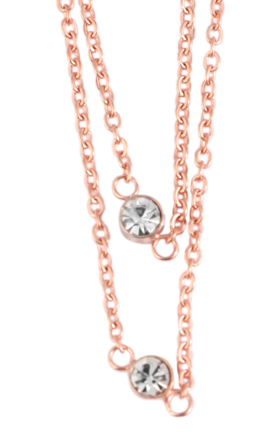 Accent gelaagd collier van roestvrij staal, 43+5 cm, roségoudkleurig