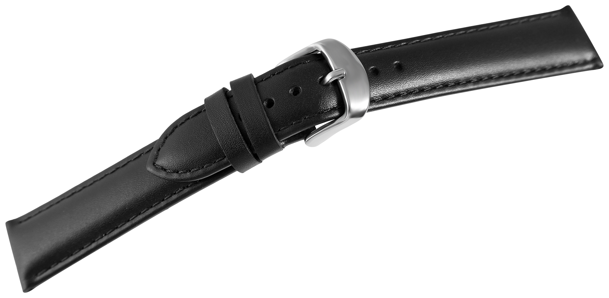 Uhrenarmband aus Echt Leder ín schwarz, 18 mm