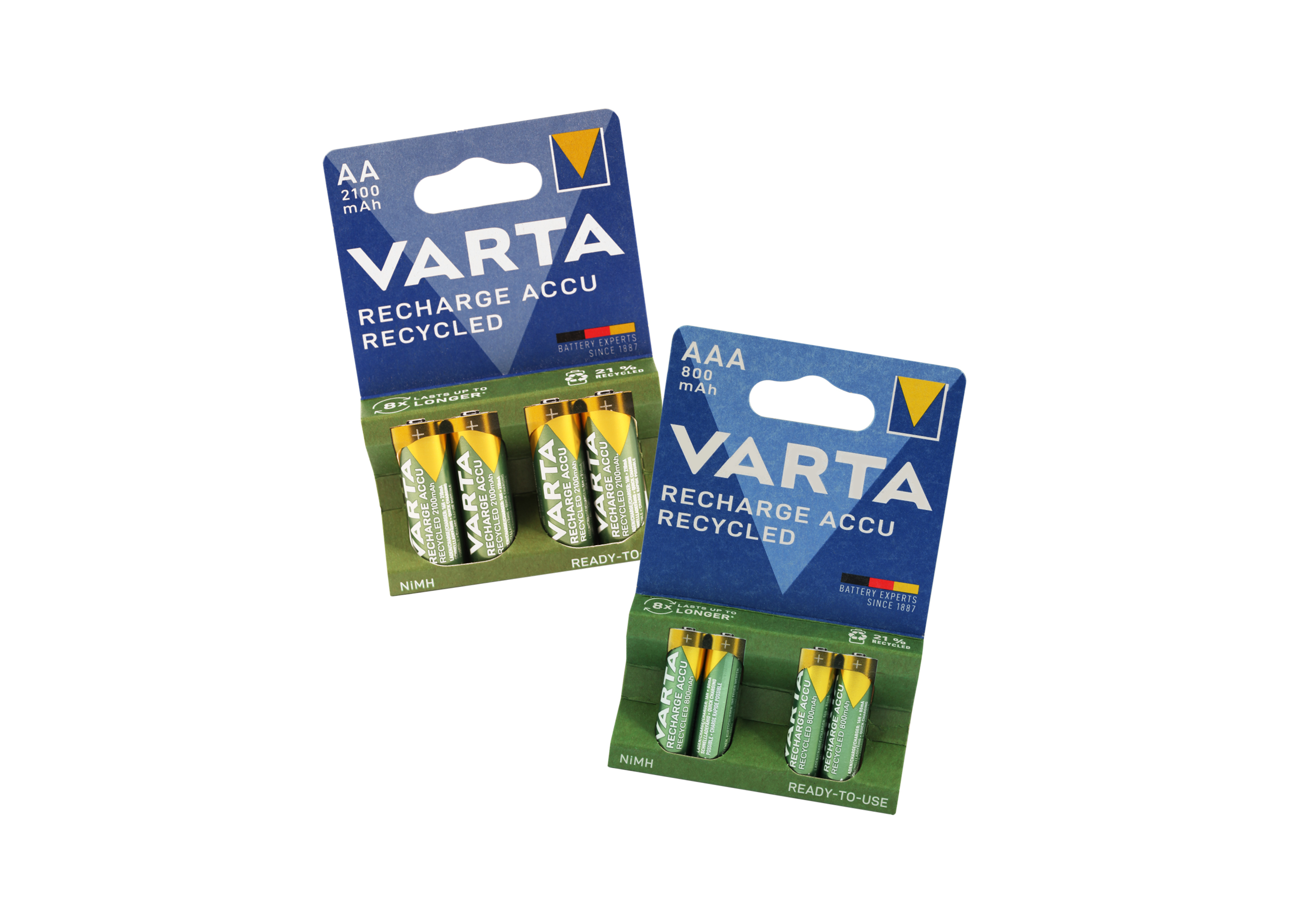 VARTA RECHARGE ACCU Recycled, 4er Blister AA und AAA
