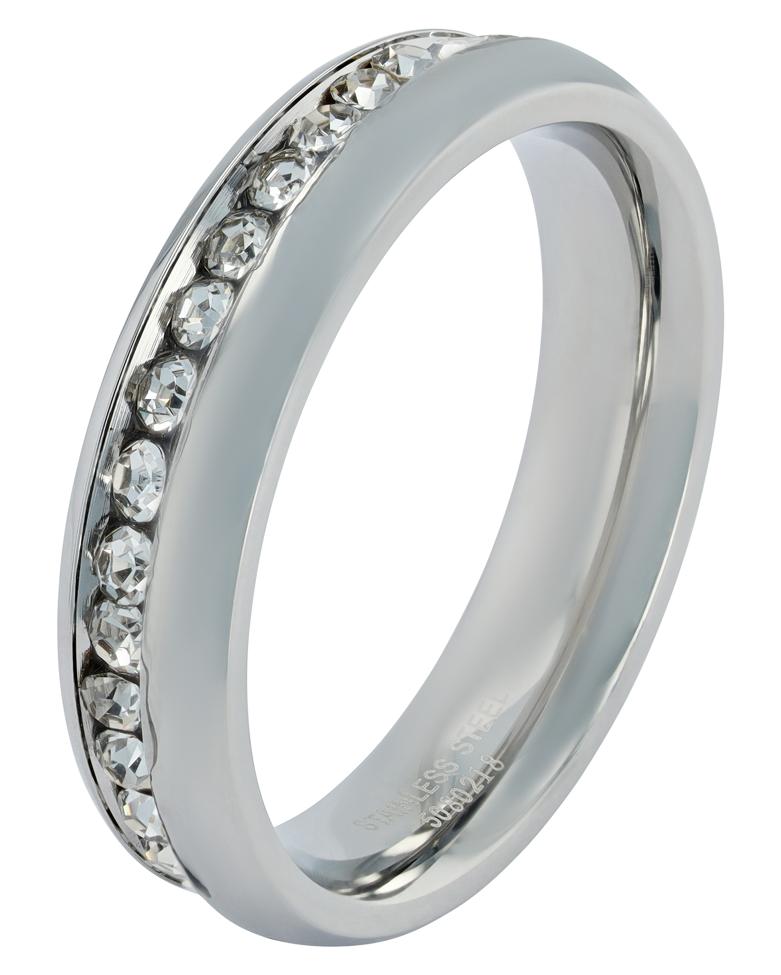 "beloved" Damen-Partnerring aus Edelstahl, Similibesatz, silberfarben, Gr. 48