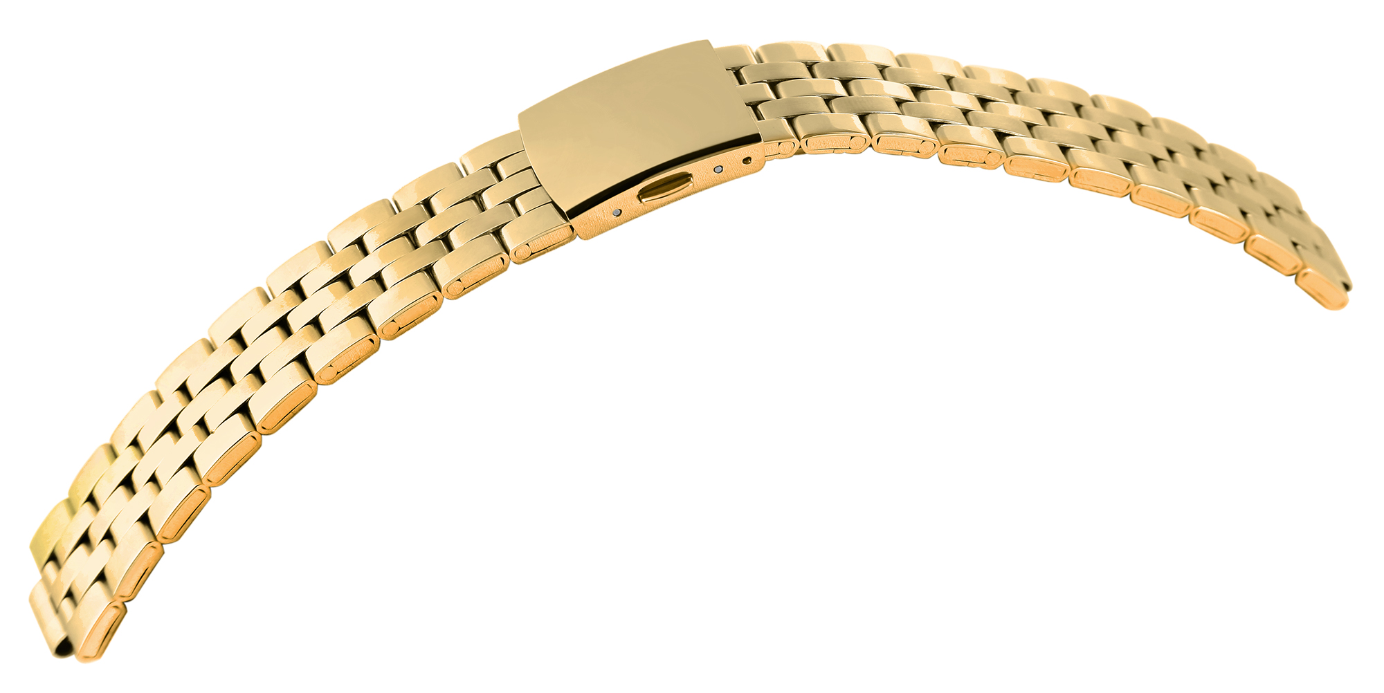 Edelstahl-Uhrenarmband mit Faltschließe, goldfarben, 21 mm