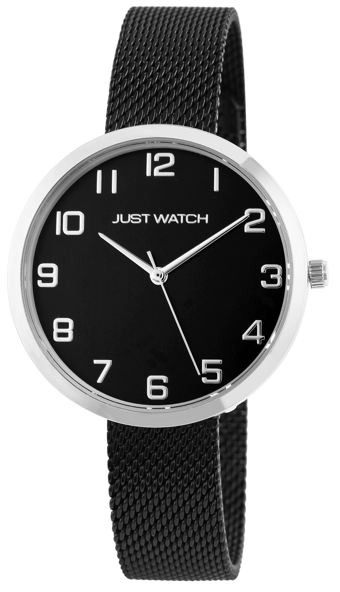 Just Watch dameshorloge roestvrij staal mesh armband zwart