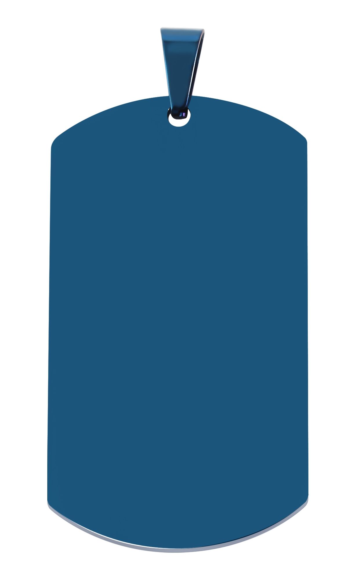"Asha" Akzent Edelstahl Gravuranhänger/ Dog Tag, 50 x 29 mm, blau