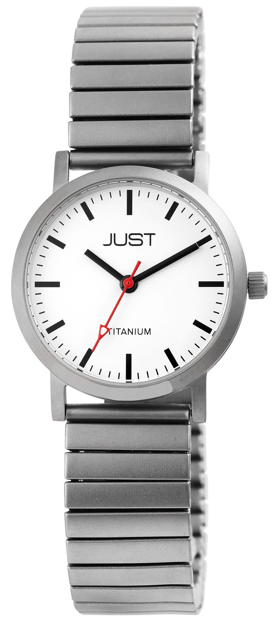 Just Titan dameshorloge met titanium armband, wit