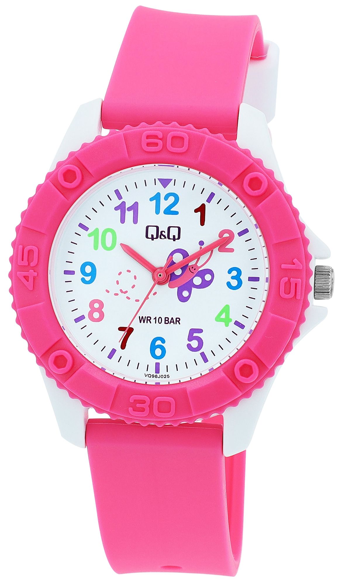 Q&amp;Q kinderhorloge, siliconen band, "vlinder", 10 bar, Ø 35 mm