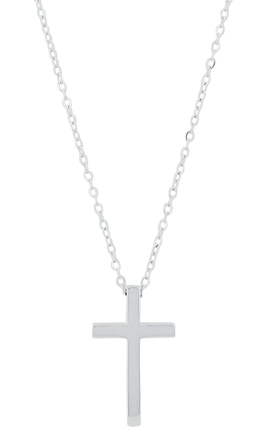 "Taylor" accent ankerketting, roestvrij staal, kruis hanger, zilverkleurig, 42 + 5 cm