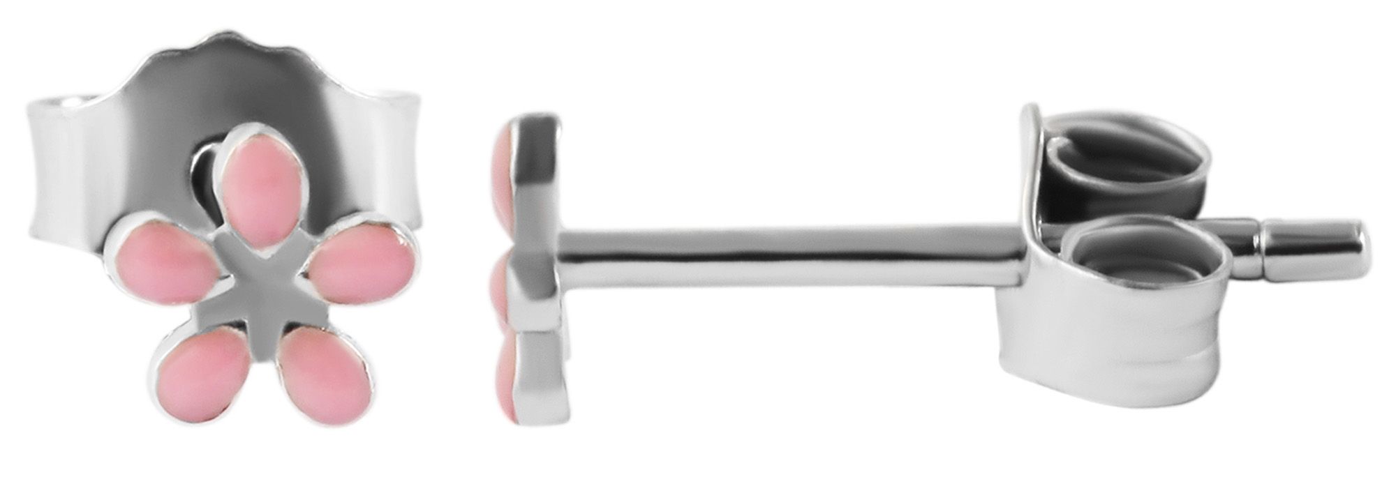 "Flamina" 925/- Echt Silber, Kinder Ohrstecker - Blume, rhodiniert, rosa