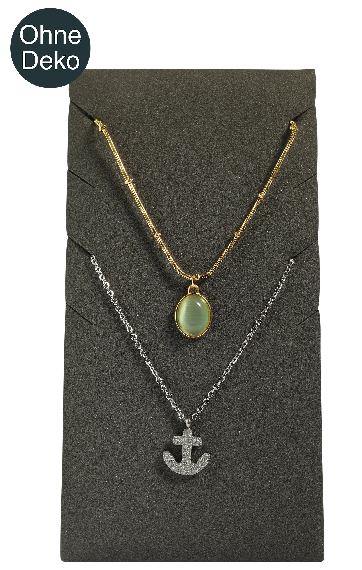 Aufsteller für 4 Ketten (Dekoserie Soft), PU-bezogen, 13,5 cm, grau