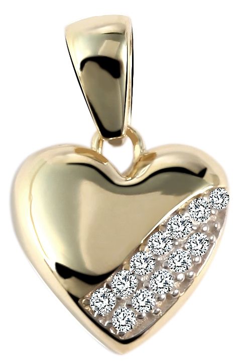 333/- Gold Anhänger "Shanice" ohne Kette, Herz mit Zirkoniabesatz, Gelbgold, 8 Karat