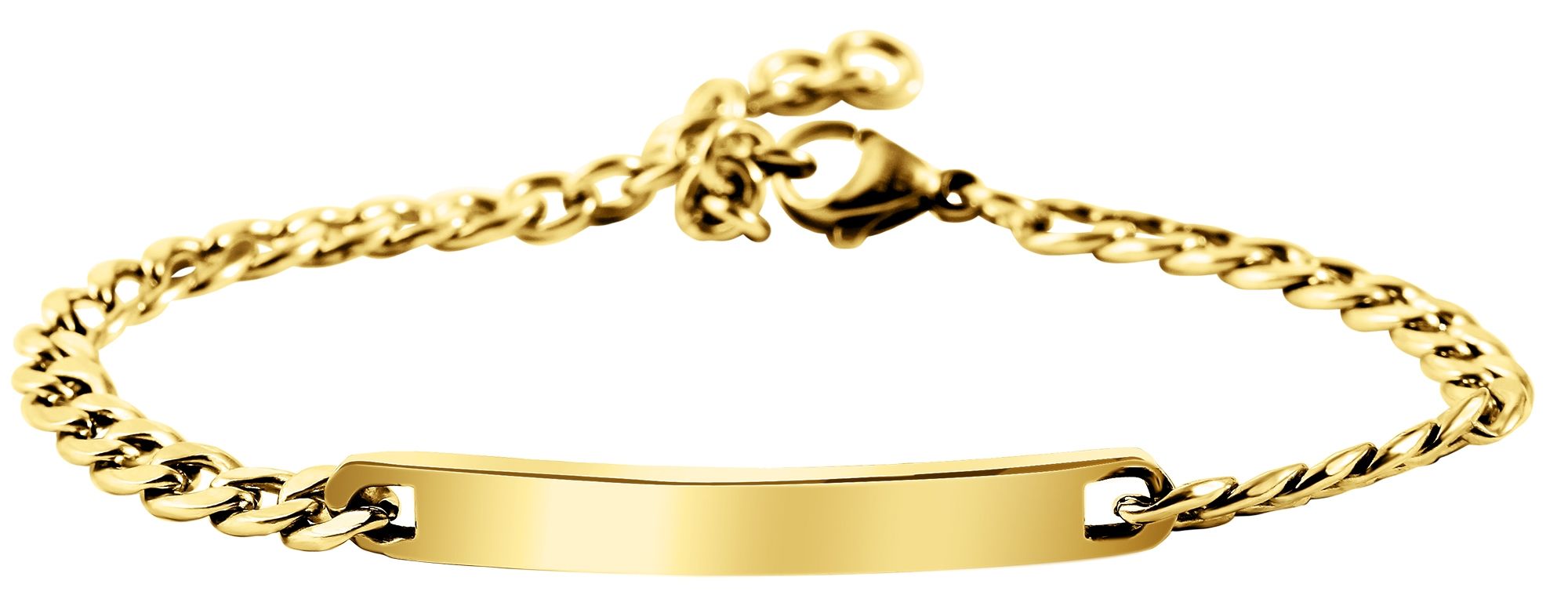 "Baku", Akzent Panzerarmband aus Edelstahl, Gravurplatte, goldfarben, 16 cm