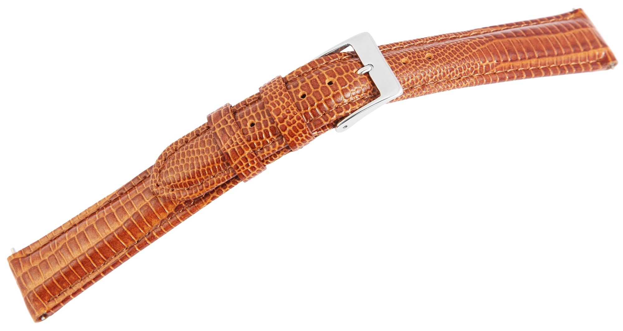 Echt leren horlogeband, bruin, slangenlook, 16 mm