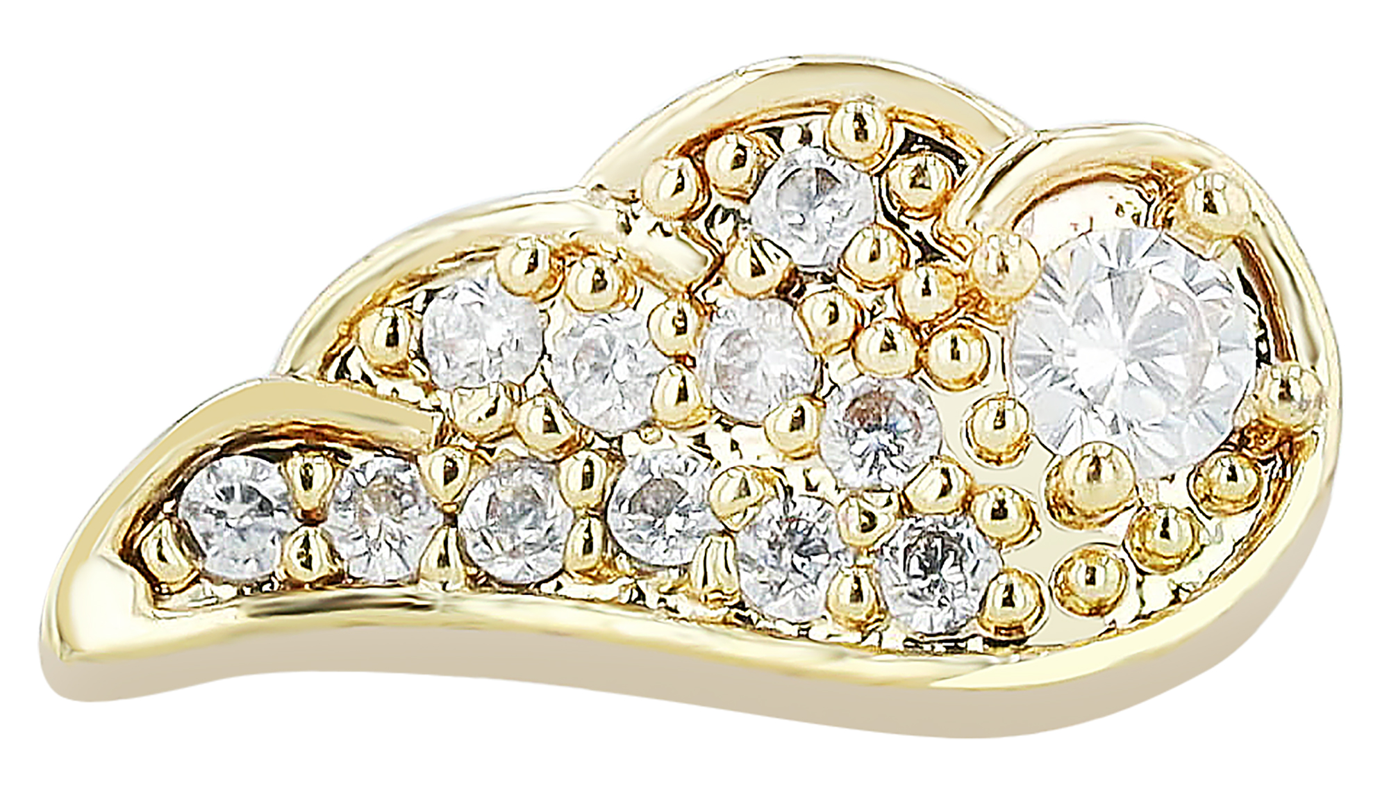 "Panja" roestvrijstalen neuspiercing, L-vormig, vleugels, Ø 0,9 mm/ staaflengte 7,5 mm, goudkleurig