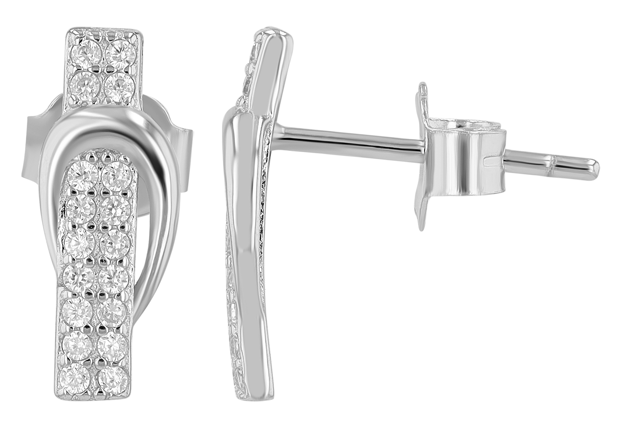 "Marie" 925/- echt zilveren oorstekers zirkonia zilverkleurig gerhodineerd