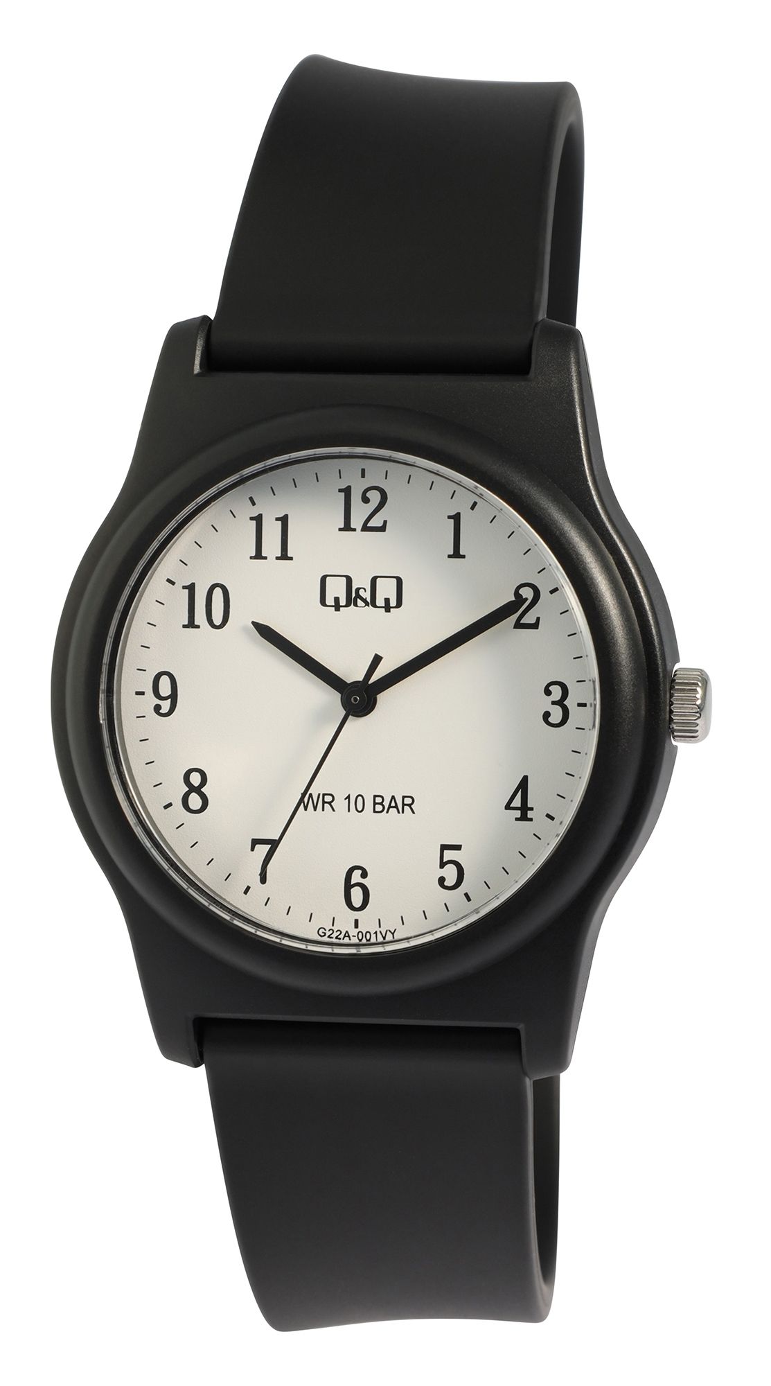 Q&Q Uhr für Herren & Jugendliche, Resinband, Ø 38 mm, schwarz/ weiß