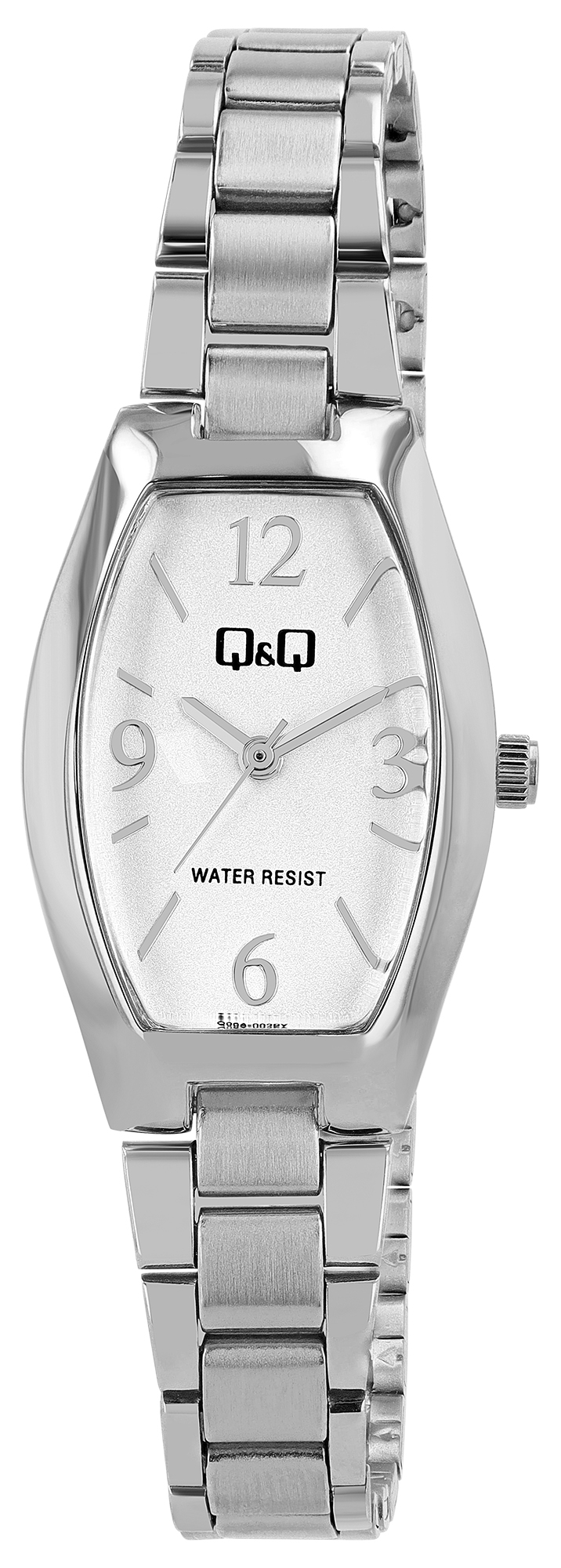 Q&Q Damenuhr, Edelstahlband, Tonneau, silberfarben