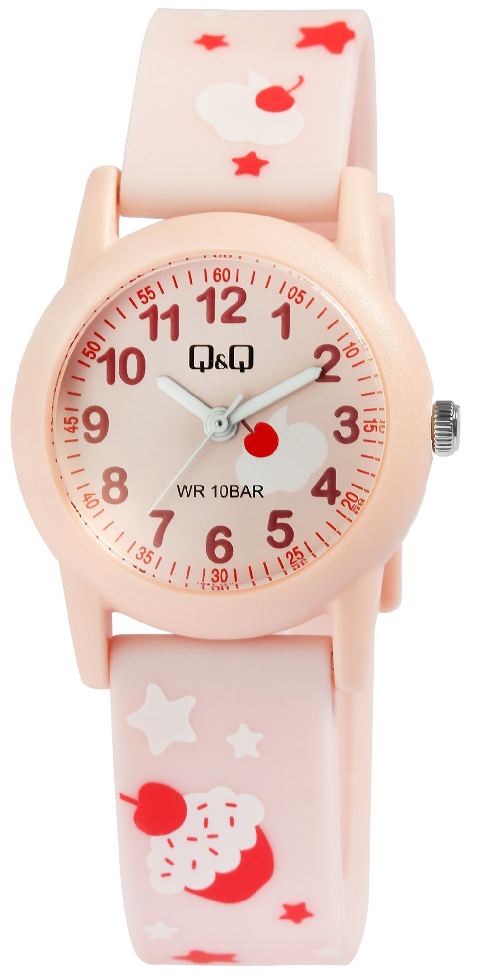 Q&amp;Q kinderhorloge met siliconen band "Cupcake", Ø 30 mm