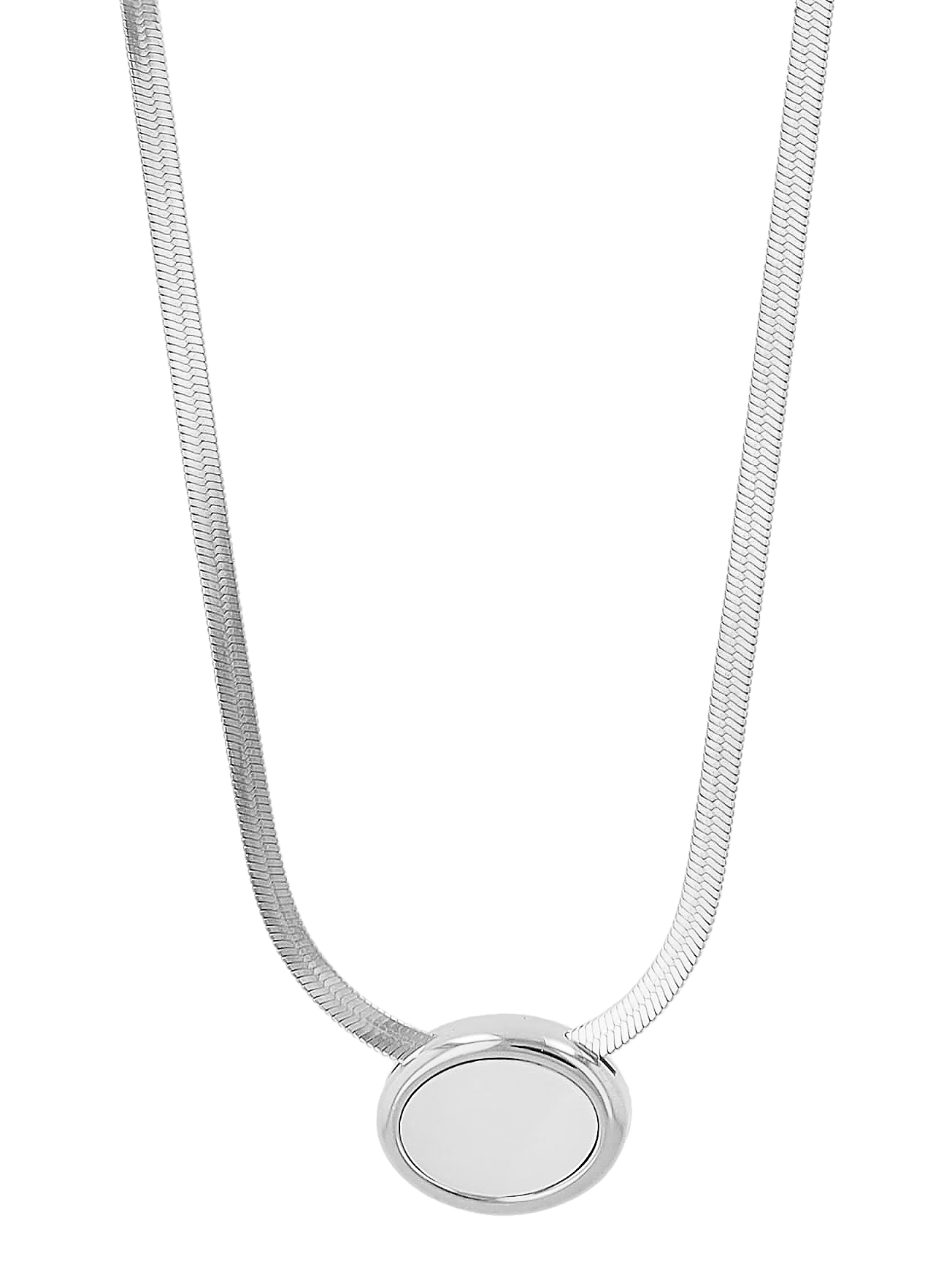 "Adwoa" roestvrijstalen halsketting met parelmoeren hanger, 42 + 5 cm