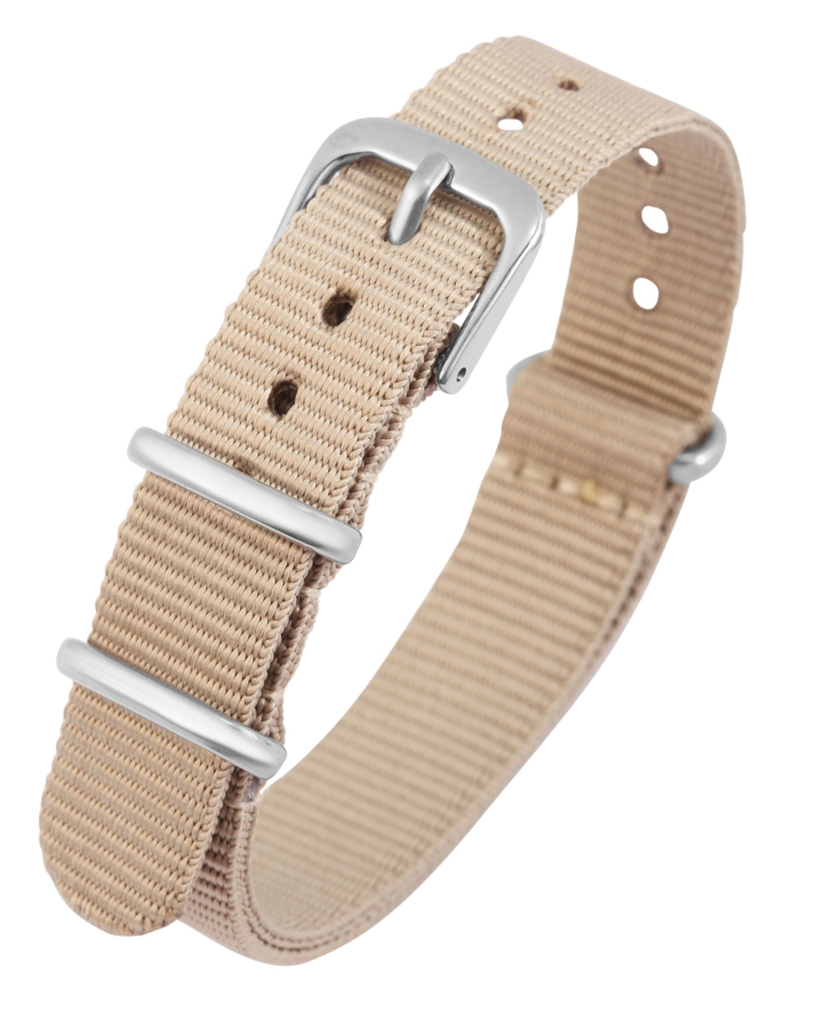Nylon-Uhrenarmband, beige, Dornschließe, 18 mm