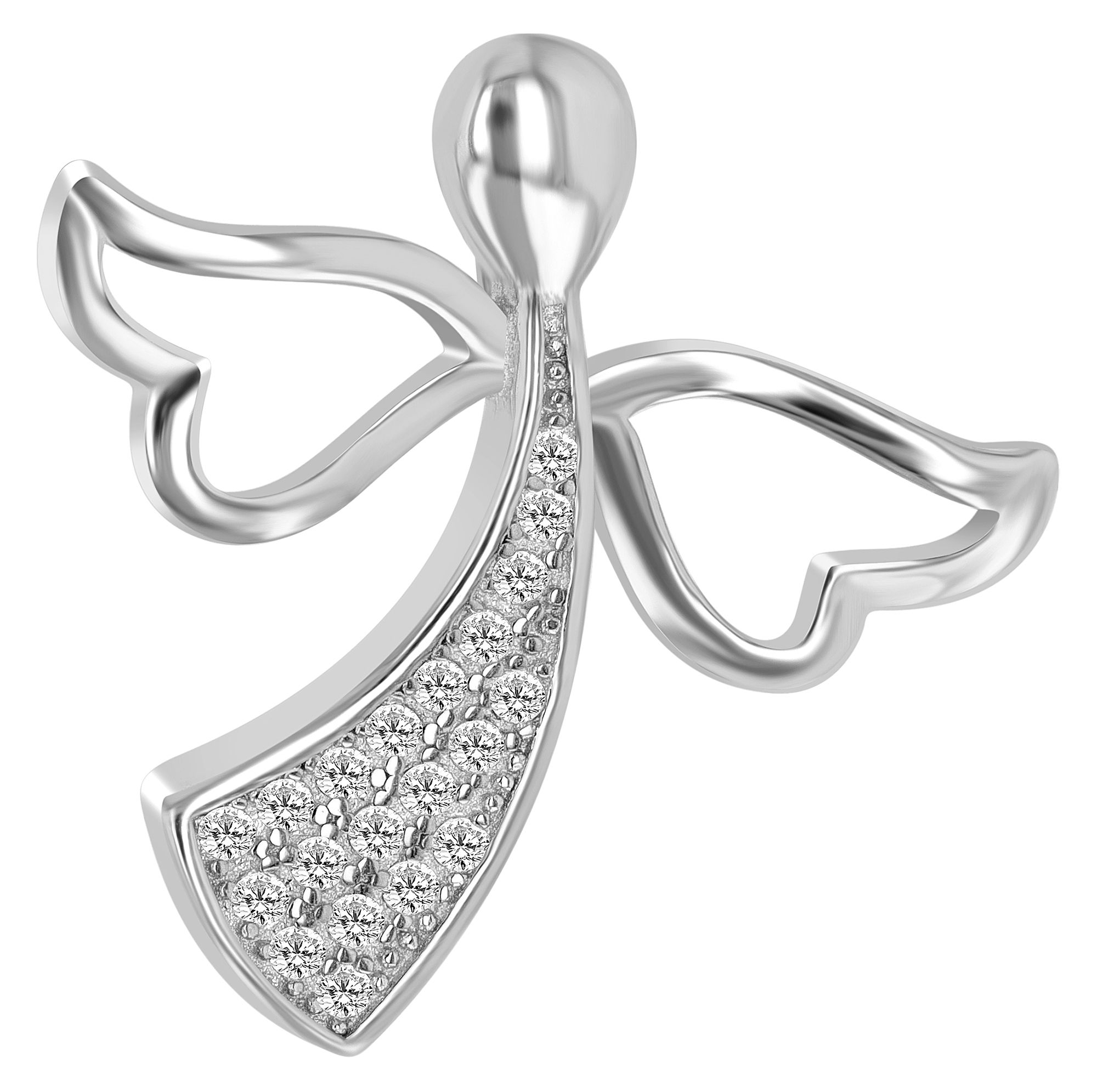 Echt Silber Anhänger Engel "Fria" mit Zirkonia, rhodniert