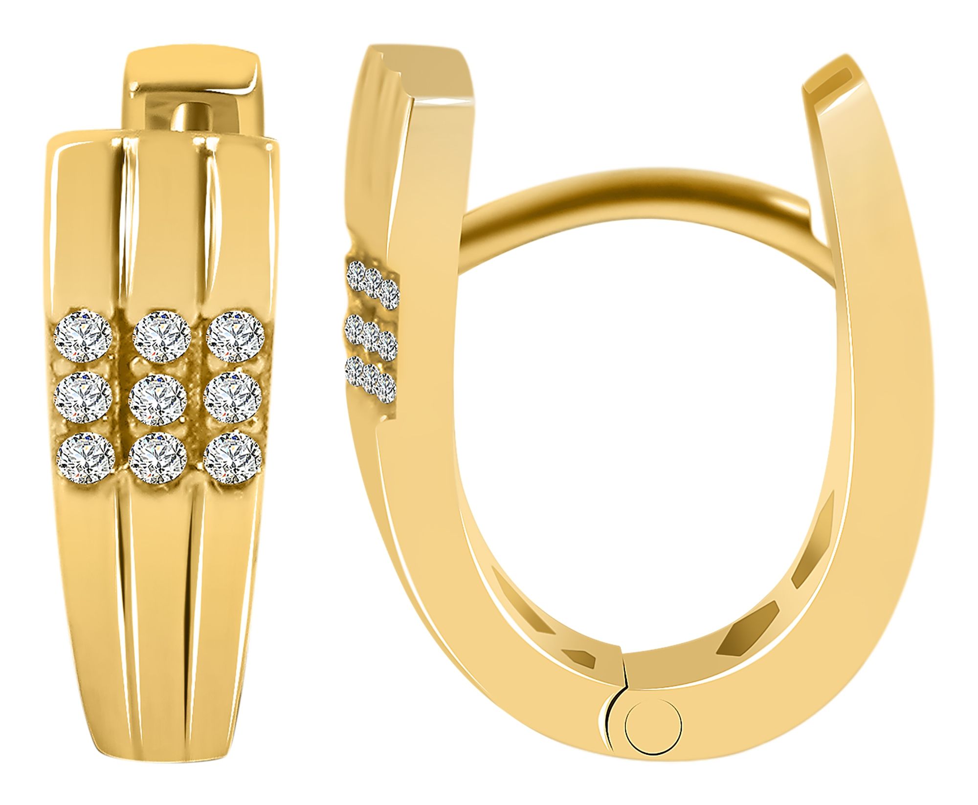 333/- Gold Klapp-Creolen "Leevi", U-Form, Zirkoniabesatz, Gelbgold, 8 Karat